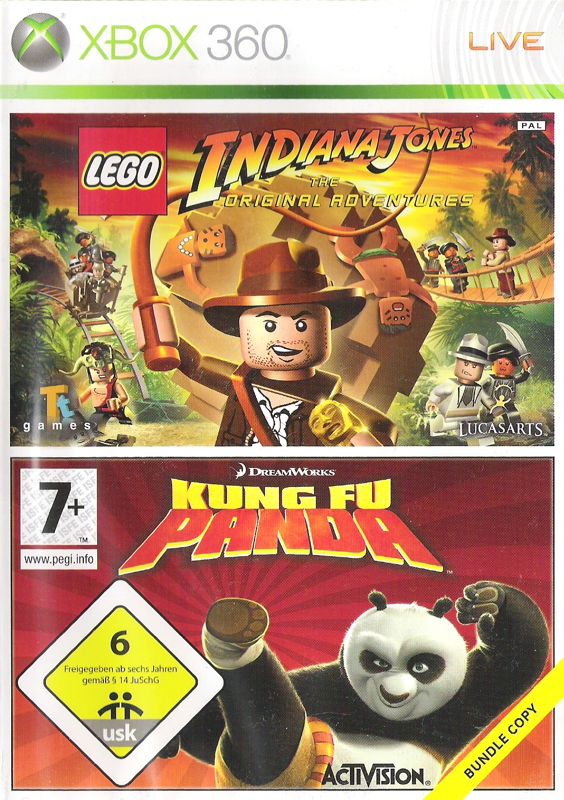 Lego Indiana Jones: The Original Adventures & Lego Batman: The Videogame Bundle box art for Xbox 360